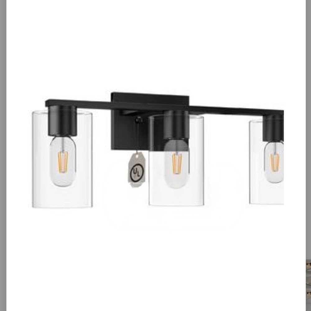Wilon 3 Light Vanity Light Modern Black Wall Sconce with Clear Glass Shades